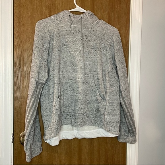 Adidas Gray Heather Gray Hoodie Size Medium - Picture 1 of 8